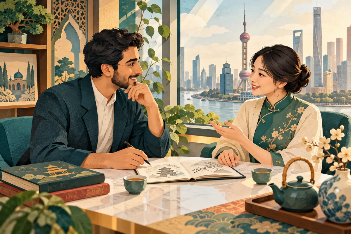 جلسهٔ کاری میان بازرگان ایرانی و شریک تجاری چینی